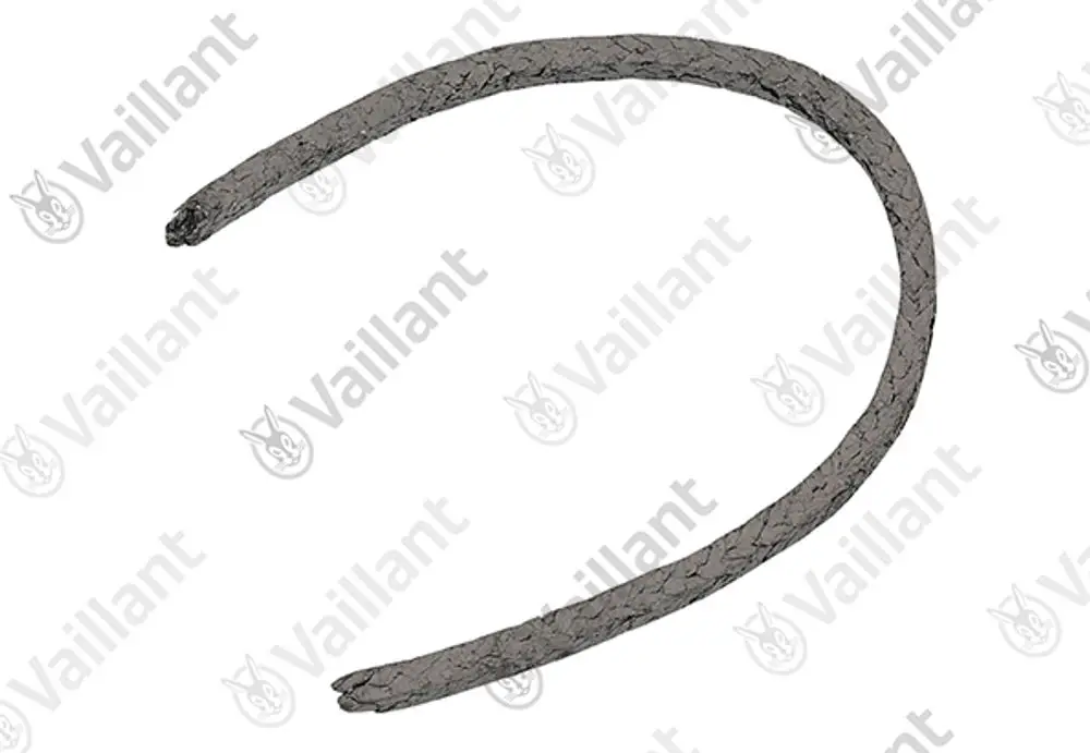 Vaillant Dichtschnur in gebogener Form, für Dichtungsanwendungen geeignet. Erscheint in grauer Farbe und hat eine durchgehende Struktur.